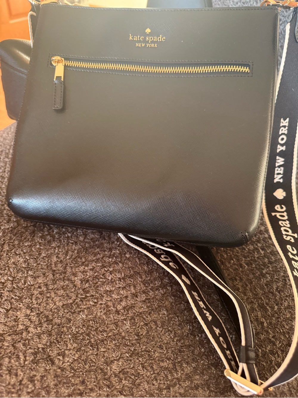 kate spade Black Crossbody Messenger Bag with Branded Strap